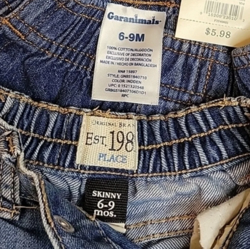 NWT 3-Piece Outfit Bundle: 1989 Place Denim Jeans & Shorts with Graphic Tee